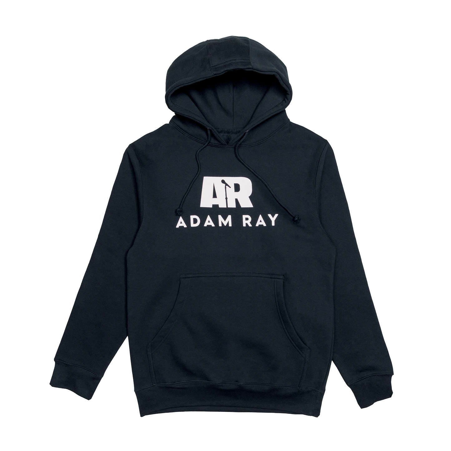 dark blue hoodie with 'AR Adam Ray' logo on a white background